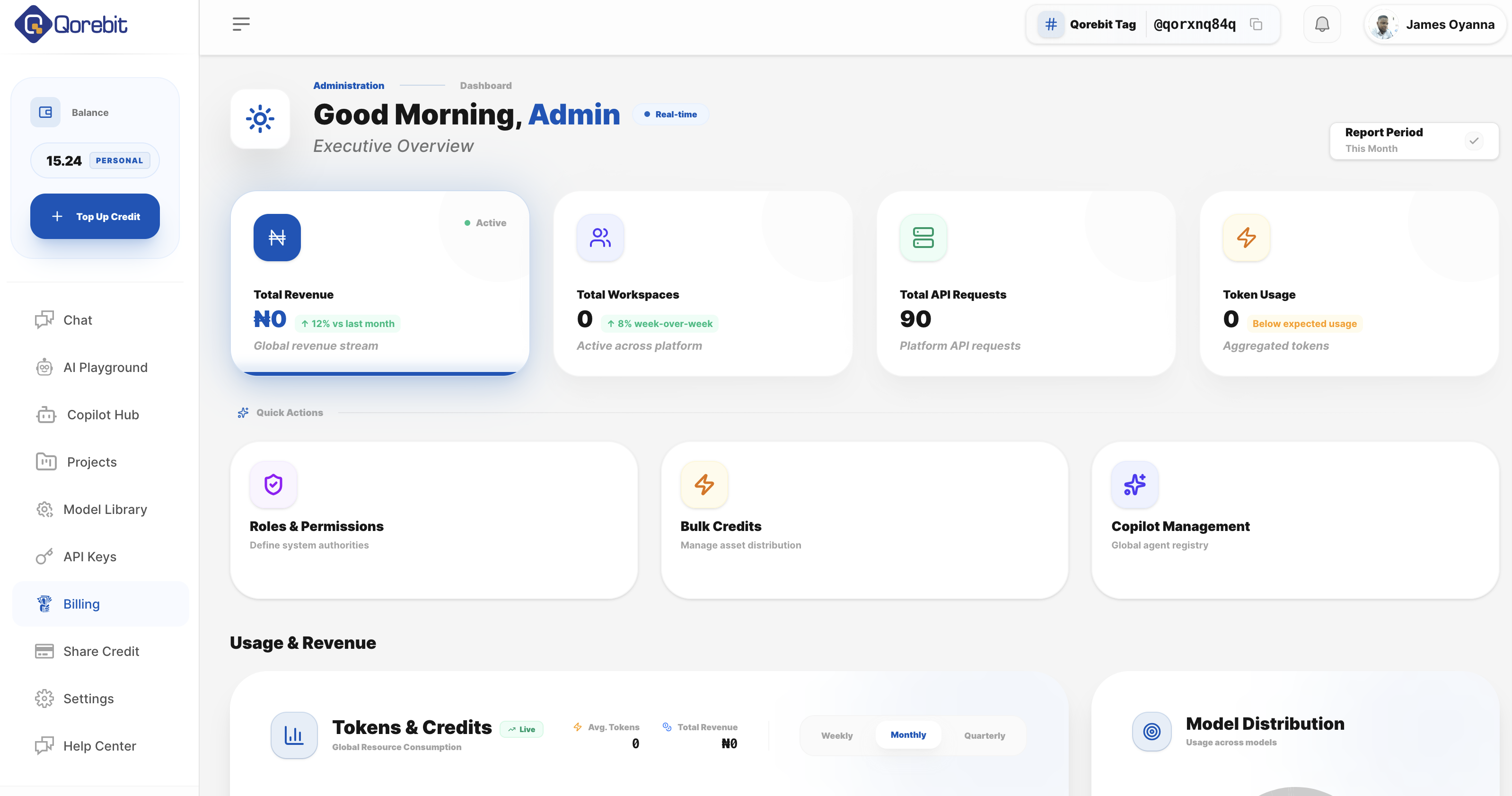 Qorebit Dashboard